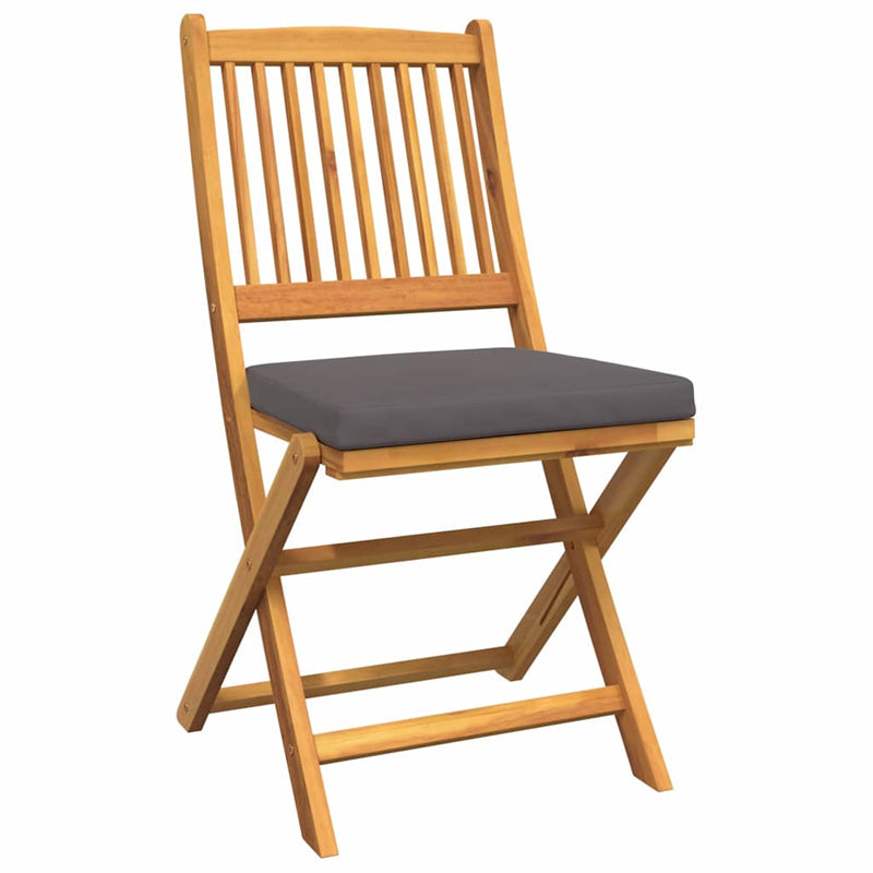 vidaXL Összecsukható szék 2 pcs Szürke 49 x 57.5 x 92cm Tömör akácfa