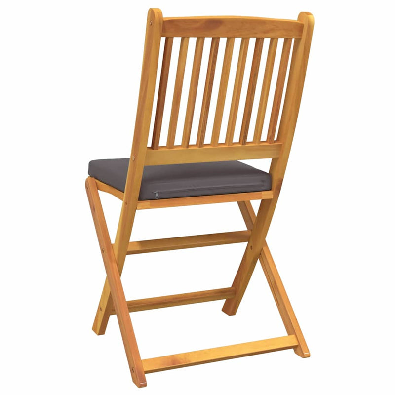 vidaXL Összecsukható szék 2 pcs Szürke 49 x 57.5 x 92cm Tömör akácfa