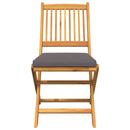 vidaXL Összecsukható szék 2 pcs Szürke 49 x 57.5 x 92cm Tömör akácfa