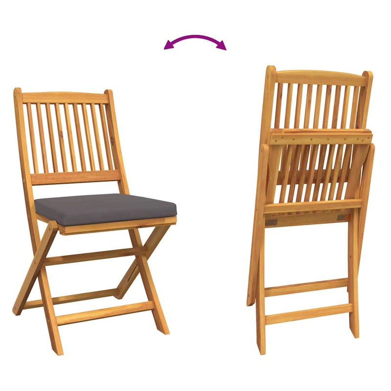 vidaXL Összecsukható szék 2 pcs Szürke 49 x 57.5 x 92cm Tömör akácfa