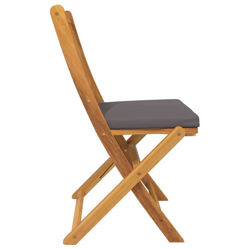 vidaXL Összecsukható szék 2 pcs Szürke 49 x 57.5 x 92cm Tömör akácfa