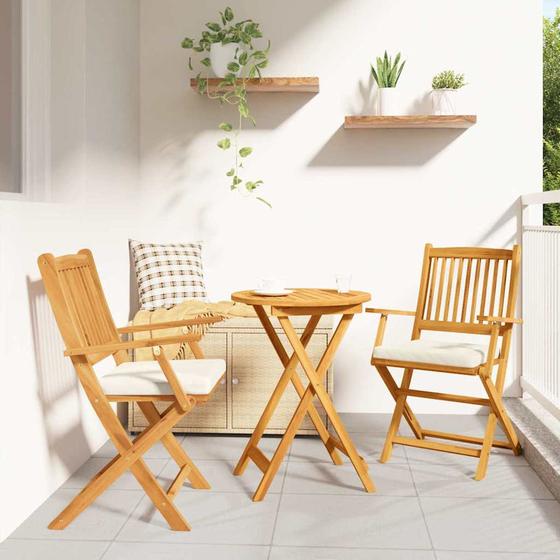 vidaXL Összecsukható szék 2 pcs Fehér 49 x 57.5 x 92cm Tömör akácfa