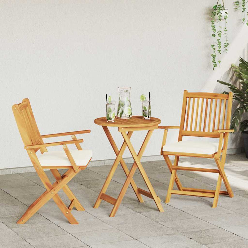 vidaXL Összecsukható szék 2 pcs Fehér 49 x 57.5 x 92cm Tömör akácfa