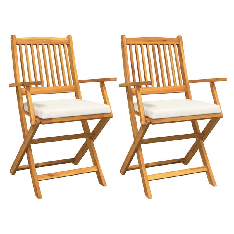 vidaXL Összecsukható szék 2 pcs Fehér 49 x 57.5 x 92cm Tömör akácfa