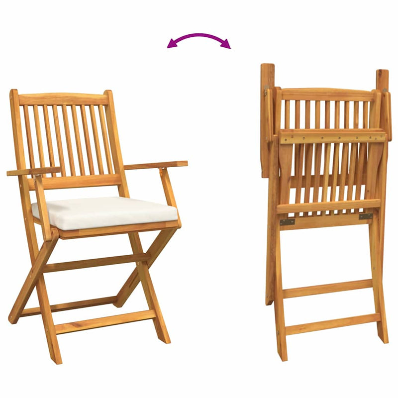 vidaXL Összecsukható szék 2 pcs Fehér 49 x 57.5 x 92cm Tömör akácfa