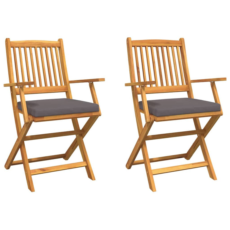 vidaXL Összecsukható szék 2 pcs Szürke 49 x 57.5 x 92cm Tömör akácfa