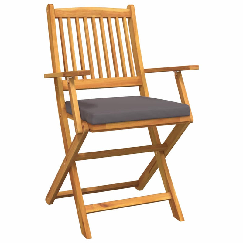 vidaXL Összecsukható szék 2 pcs Szürke 49 x 57.5 x 92cm Tömör akácfa