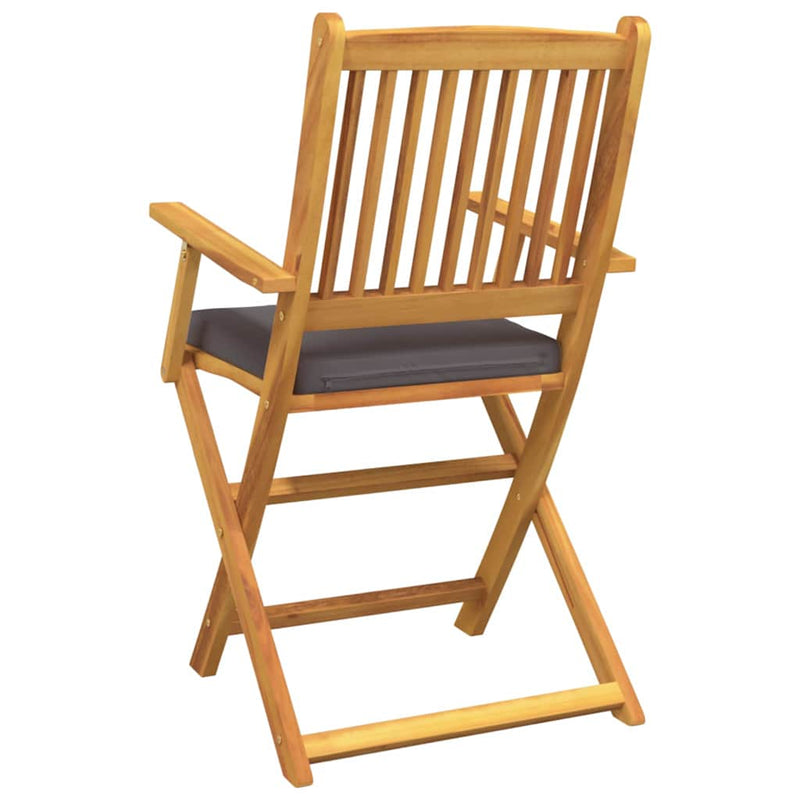 vidaXL Összecsukható szék 2 pcs Szürke 49 x 57.5 x 92cm Tömör akácfa