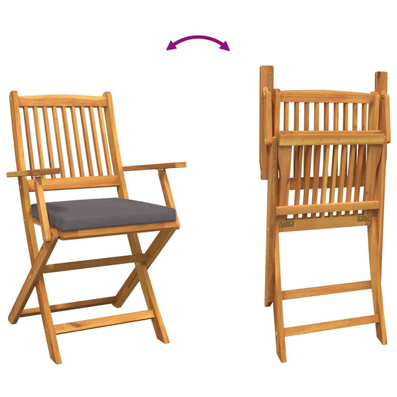 vidaXL Összecsukható szék 2 pcs Szürke 49 x 57.5 x 92cm Tömör akácfa