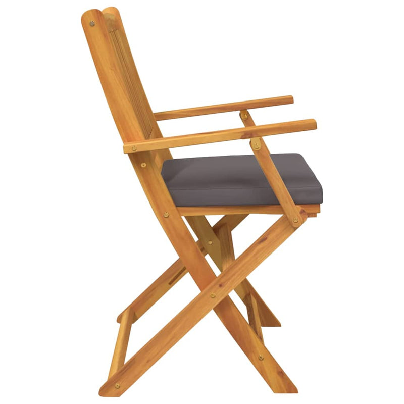 vidaXL Összecsukható szék 2 pcs Szürke 49 x 57.5 x 92cm Tömör akácfa