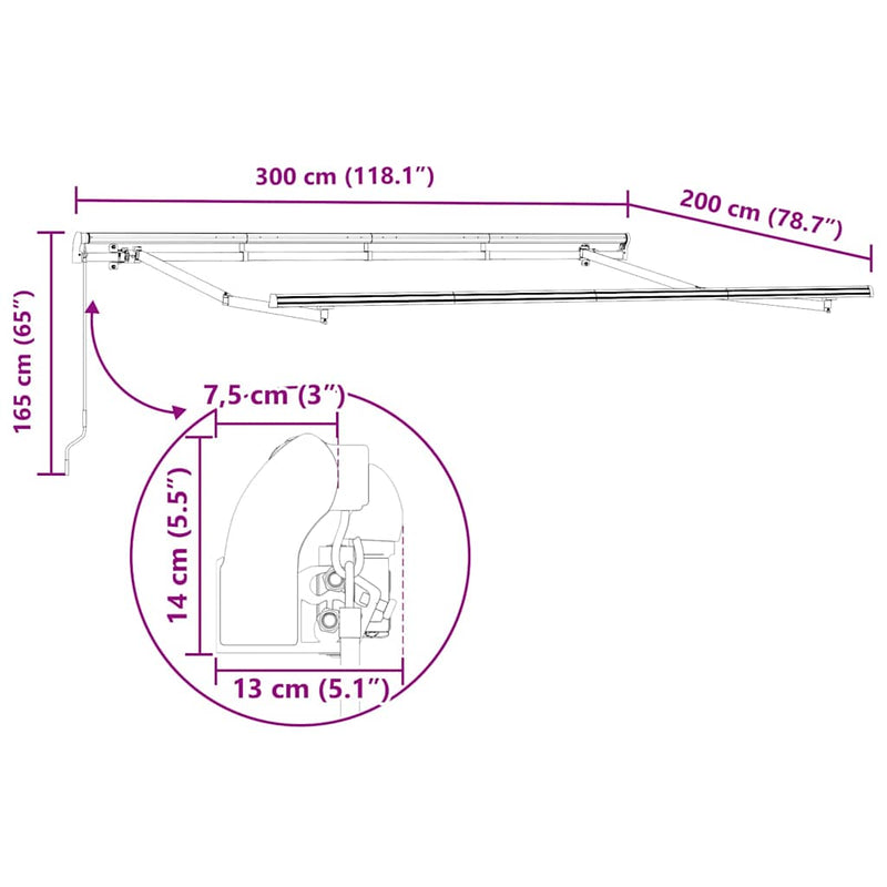 vidaXL Napernyő keret Fehér 3 x 2 m Fém