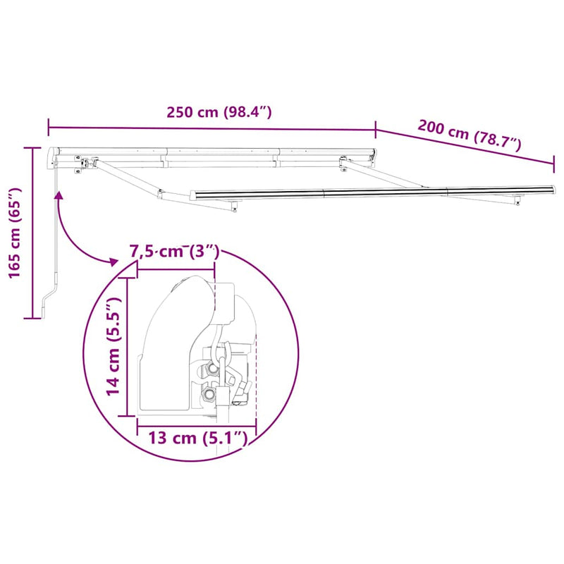 vidaXL Napernyő keret Antracit 2.5 x 2 m Fém