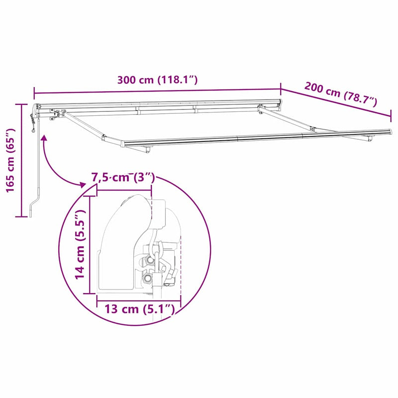 vidaXL Napernyő keret Antracit 3 x 2 m Fém