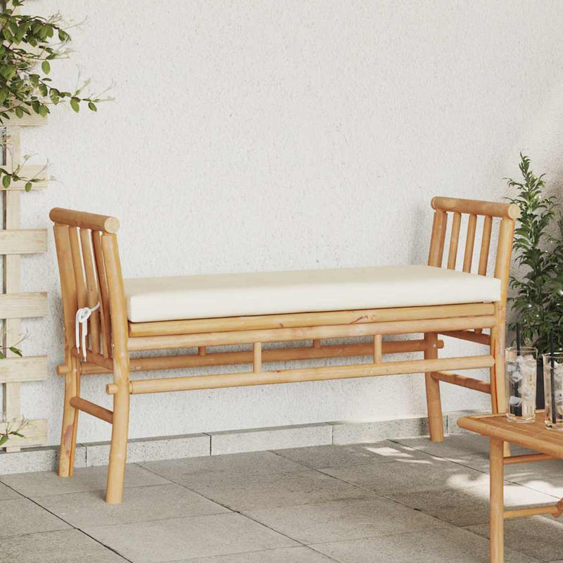 vidaXL Kerti pad párnával Barna 110 x 38 x 65cm bambusz