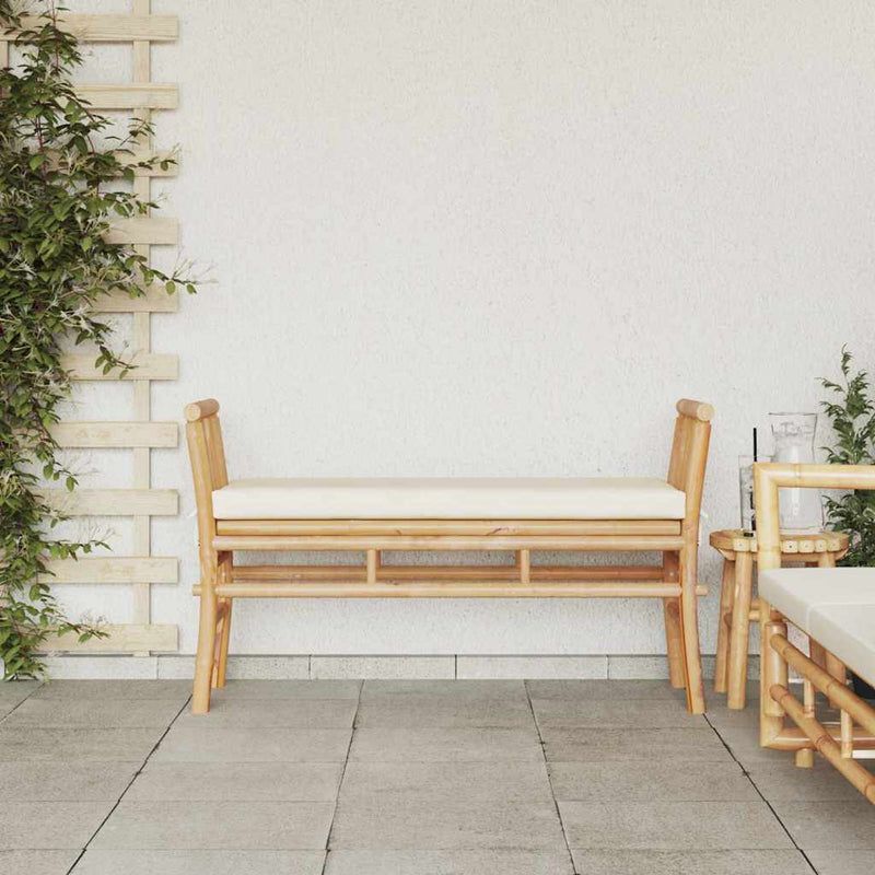 vidaXL Kerti pad párnával Barna 110 x 38 x 65cm bambusz