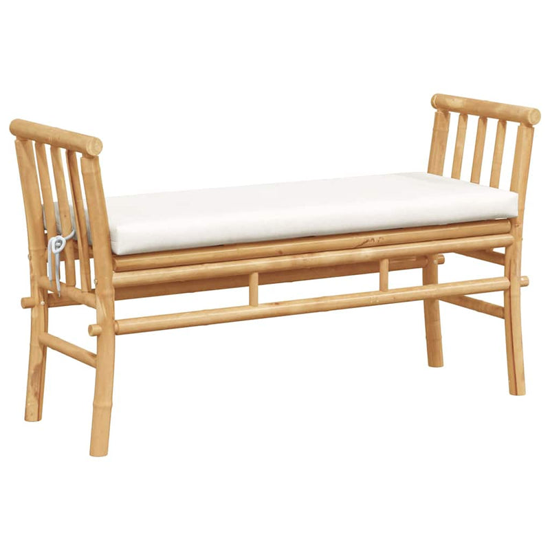 vidaXL Kerti pad párnával Barna 110 x 38 x 65cm bambusz