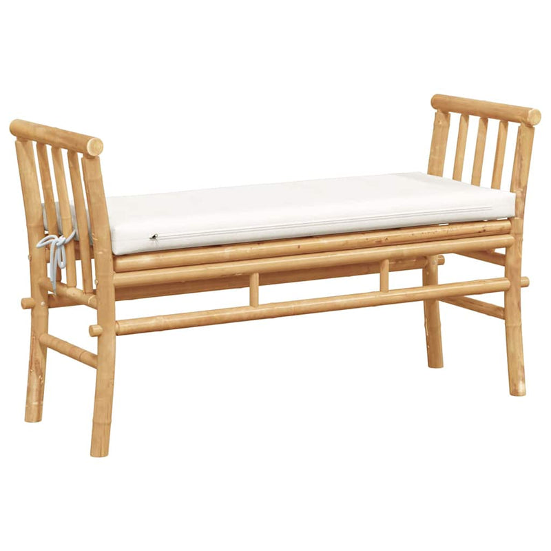 vidaXL Kerti pad párnával Barna 110 x 38 x 65cm bambusz