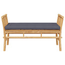 vidaXL Kerti pad párnával Barna 110 x 38 x 65cm bambusz