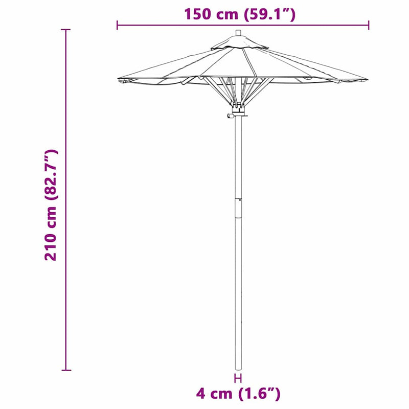 vidaXL Kerti napernyő Sötétszürke 150 x 150 x 210 cm bambusz