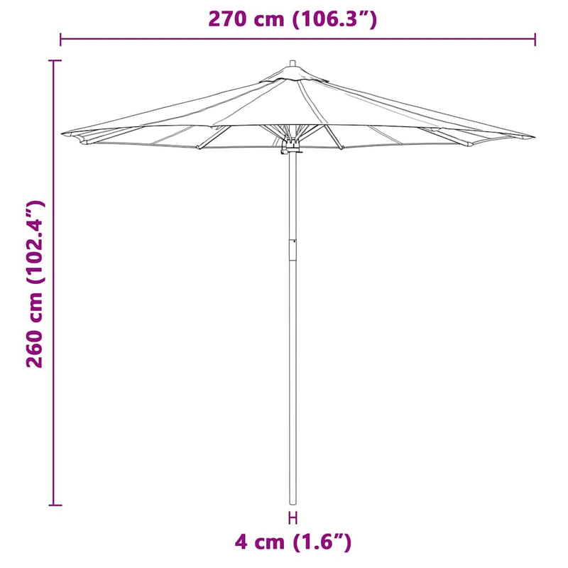 vidaXL Kerti napernyő Sötétszürke 270 x 270 x 260 cm bambusz