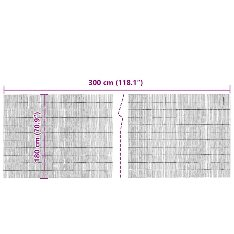 vidaXL Nádkerítés Barna 300 x 180 cm Nád