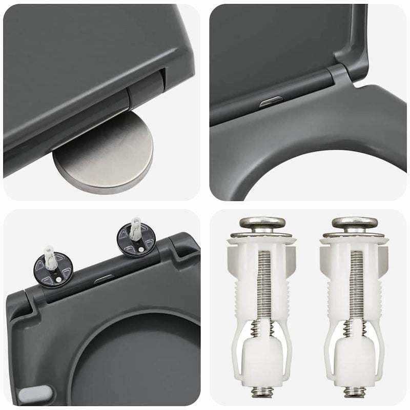 vidaXL Gyorsan Levehető WC Ülőke Antracit 44.8 x 37.3 x 4.2 cm