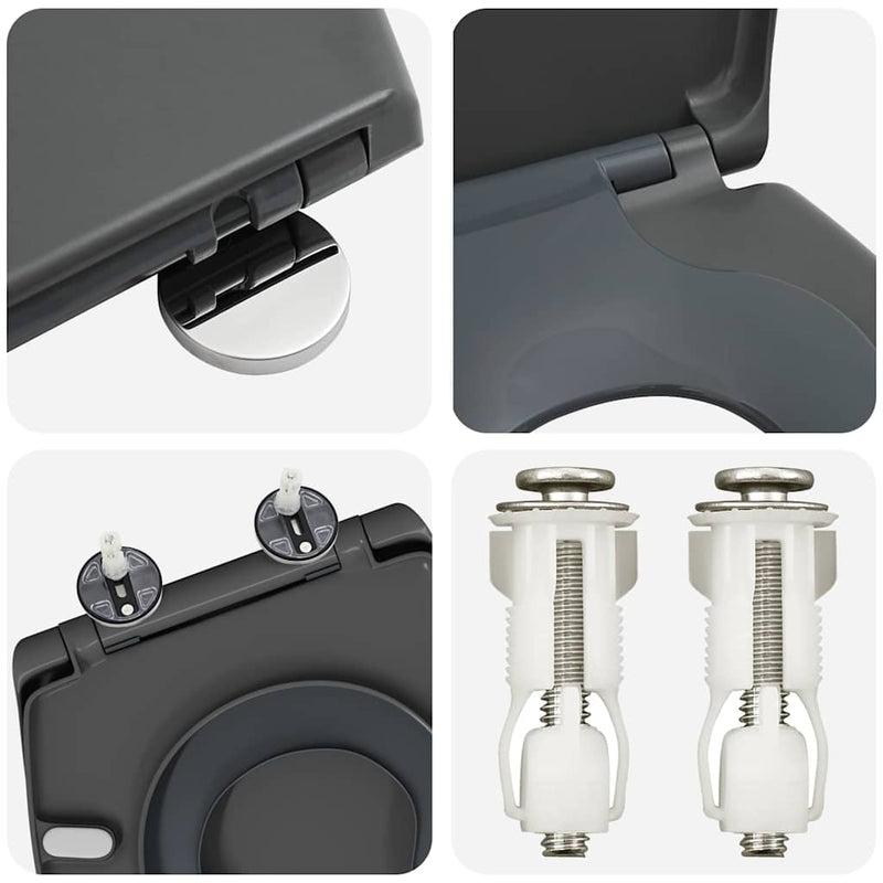 vidaXL Gyorsan Levehető WC Ülőke Antracit 44.5 x 37.3 x 4.3 cm