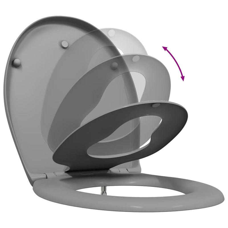 vidaXL Gyorsan Levehető WC Ülőke Szürke 44.5 x 37.3 x 4.3 cm Duroplast