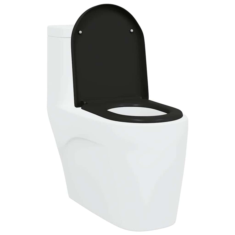 vidaXL Gyorsan Levehető WC Ülőke Fekete 46.2 x 36 x 4.3 cm Duroplast