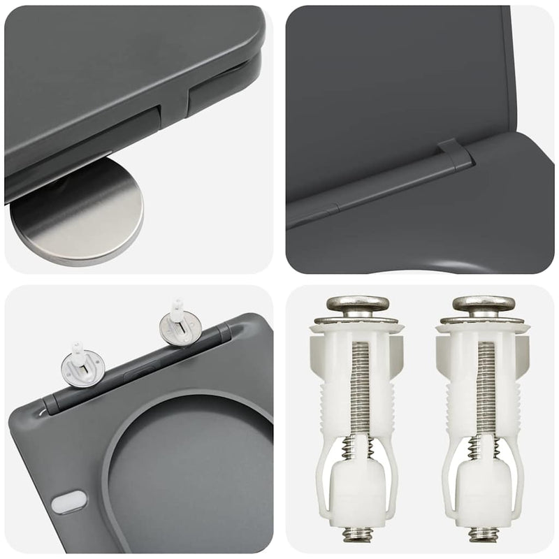 vidaXL Gyorsan Levehető WC Ülőke Antracit 44 x 36.4 x 3.4 cm Duroplast