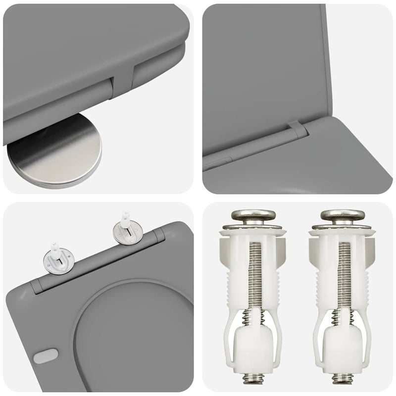 vidaXL Gyorsan Levehető WC Ülőke Szürke 44 x 36.4 x 3.4 cm Duroplast