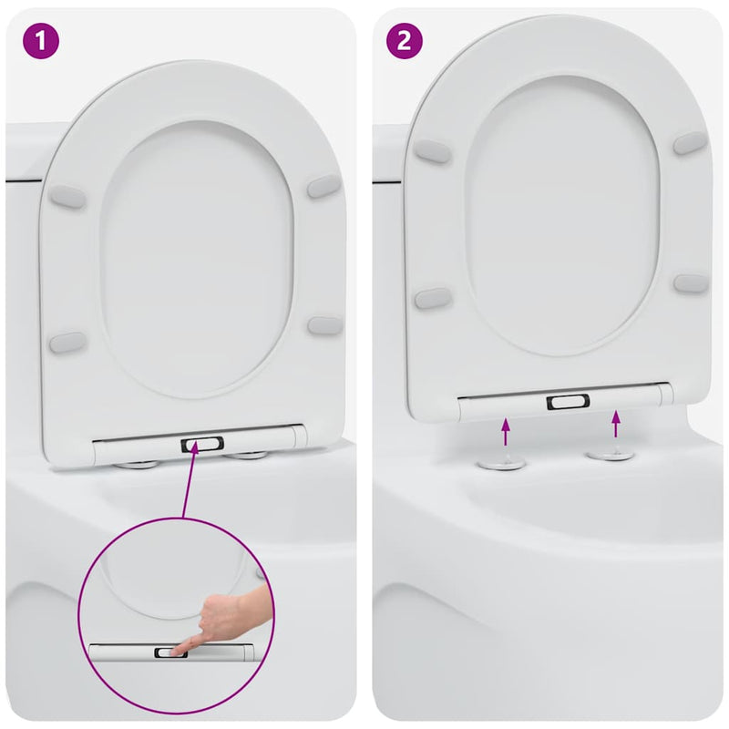 vidaXL Gyorsan Levehető WC Ülőke Fehér 44 x 36.4 x 3.4 cm Duroplast