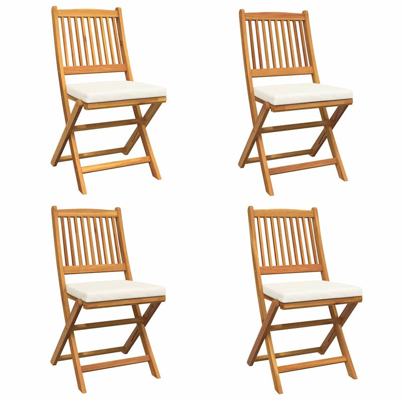 vidaXL Összecsukható szék 4 pcs Fehér 49 x 57.5 x 92cm Tömör akácfa