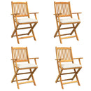 vidaXL Összecsukható szék 4 pcs Fehér 49 x 57.5 x 92cm Tömör akácfa