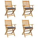vidaXL Összecsukható szék 4 pcs Szürke 49 x 57.5 x 92cm Tömör akácfa