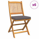 vidaXL Összecsukható szék 6 pcs Szürke 49 x 57.5 x 92cm Tömör akácfa