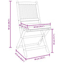 vidaXL Összecsukható szék 6 pcs Szürke 49 x 57.5 x 92cm Tömör akácfa