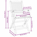 vidaXL Összecsukható szék 6 pcs Fehér 49 x 57.5 x 92cm Tömör akácfa