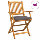 vidaXL Összecsukható szék 6 pcs Szürke 49 x 57.5 x 92cm Tömör akácfa