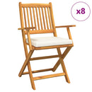 vidaXL Összecsukható szék 8 pcs Fehér 49 x 57.5 x 92cm Tömör akácfa