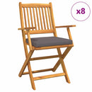 vidaXL Összecsukható szék 8 pcs Szürke 49 x 57.5 x 92cm Tömör akácfa