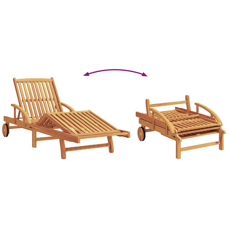 vidaXL Napozó párnával 2 pcs Bézs 200 x 67 x 84cm Tömör akácfa