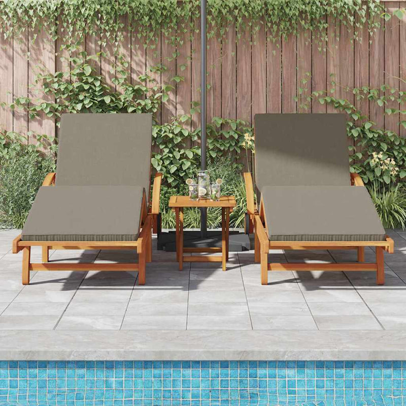 vidaXL Napozó párnával 2 pcs Tópszínű 200 x 67 x 84cm Tömör akácfa