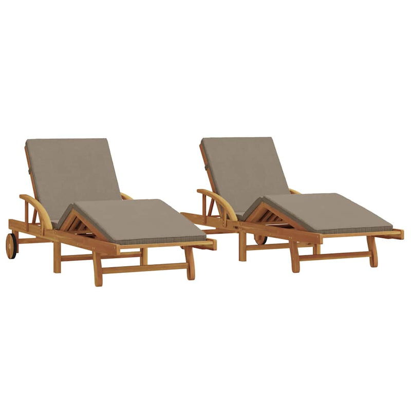 vidaXL Napozó párnával 2 pcs Tópszínű 200 x 67 x 84cm Tömör akácfa