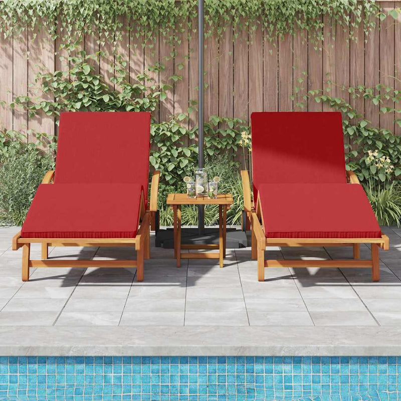 vidaXL Napozó párnával 2 pcs Piros 200 x 67 x 84cm Tömör akácfa