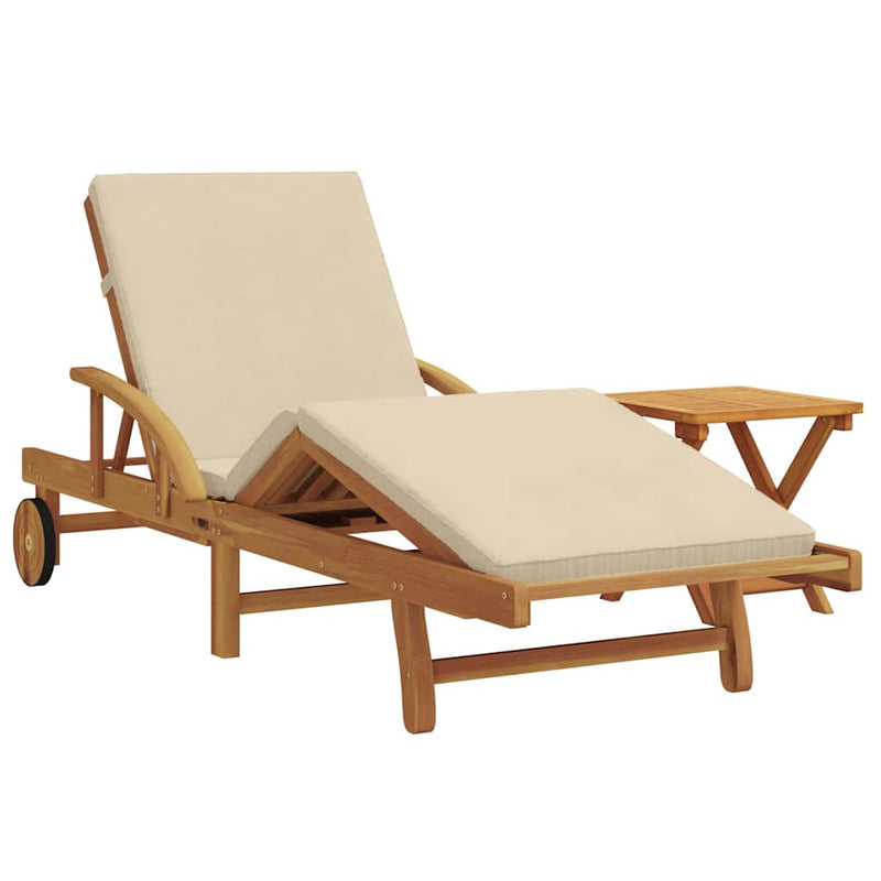 vidaXL Napozó párnával 2 pcs Bézs 40 x 40 x 40cm Tömör akácfa