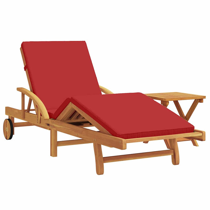 vidaXL Napozó párnával 2 pcs Piros 40 x 40 x 40cm Tömör akácfa