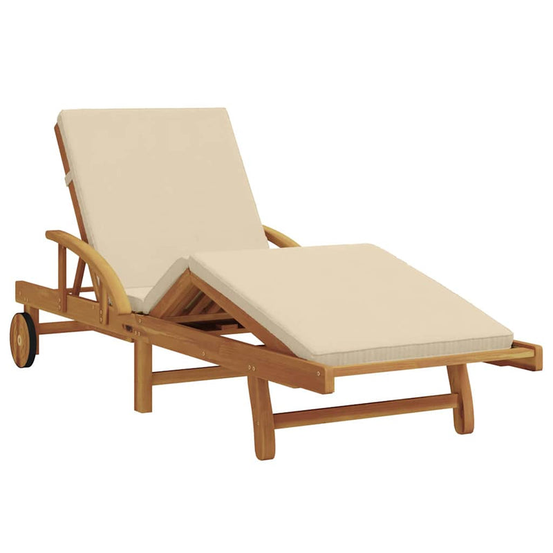 vidaXL Napozó párnával 3 pcs Bézs 40 x 40 x 40cm Tömör akácfa