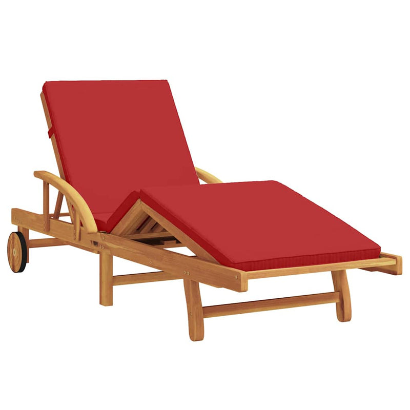 vidaXL Napozó párnával 3 pcs Piros 40 x 40 x 40cm Tömör akácfa
