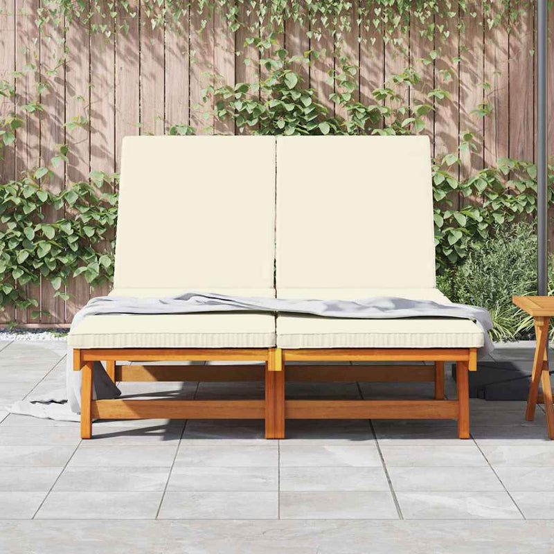 vidaXL Napozó párnával 2-személy Barna 125 x 200 x 84cm Tömör akácfa
